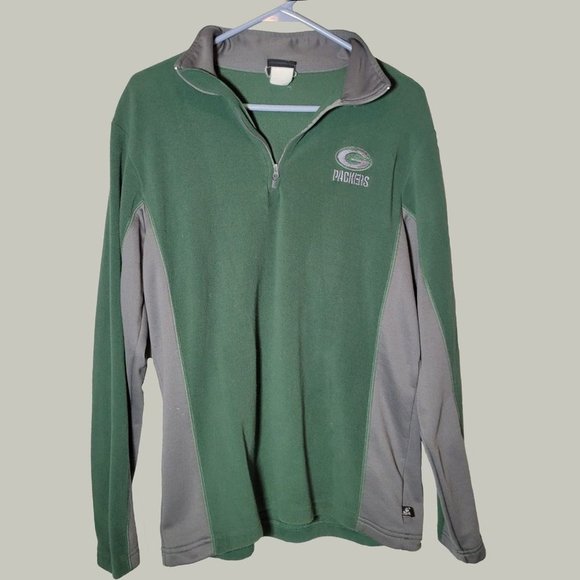 NFL Team Apparel Mens Green Bay Packers Quarter Zip Pullover Green Size Large - Picture 1 of 3